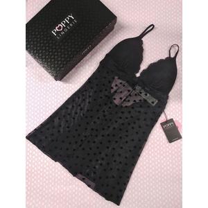 Poppy Velence Tüll szives Fekete Baby Doll