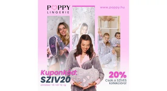 Poppy szíves kollekció – pihe puha otthoni melegség 20% kedvezménnyel