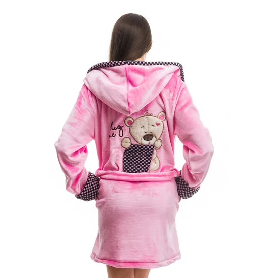 Poppy DK Párnás Mackó Közép Pink Kockás Köntös, XL